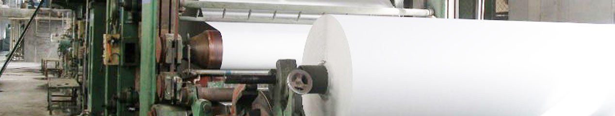 A freshly made reel of white paper on the paper machine at Sapphire Papers Mill